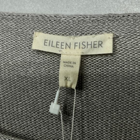 Eileen Fisher NWT Sweater Gray White Striped Linen Tunic Casual Coastal Beach XL - Picture 4 of 7
